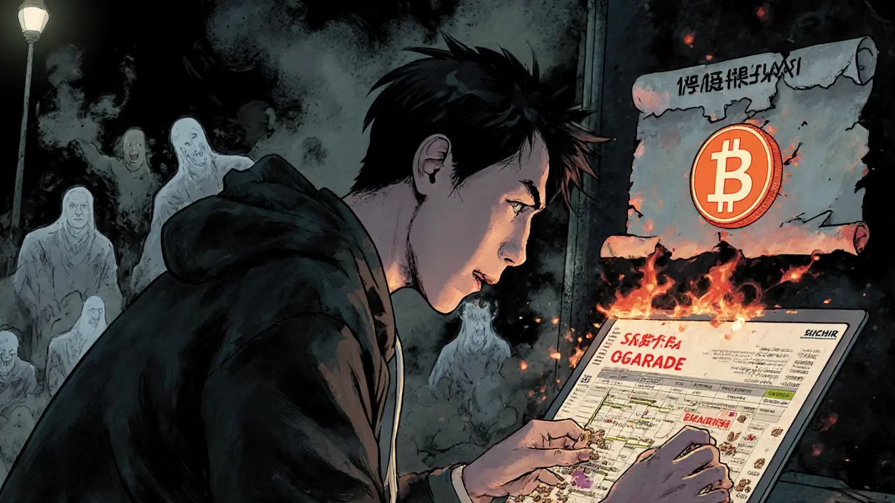 A lone investor trades tens of thousands of tokens as early buyers vanish, with a burning roadmap in the background.