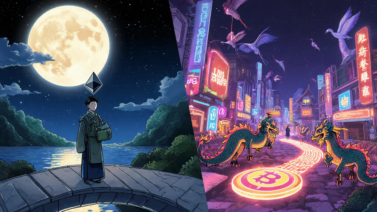 Split scene showing Uniswap simplicity on one side and SushiSwap complexity on the other.