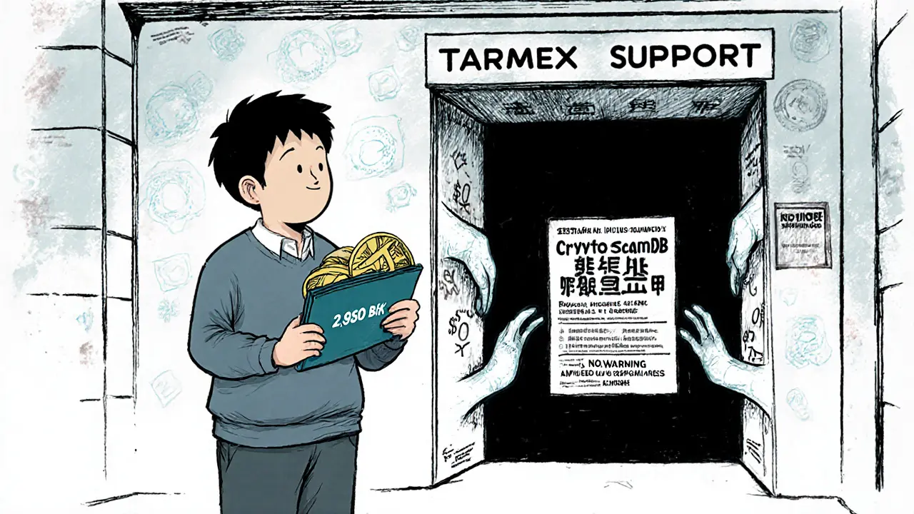 A victim trapped before a &#039;No Reply&#039; support gate as his crypto is pulled into a black hole.