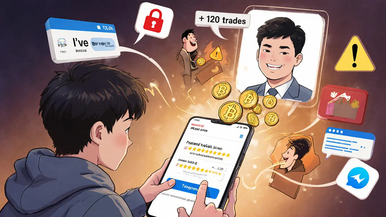 Young trader confirming a P2P crypto payment via Tinkoff bank transfer on a smartphone.