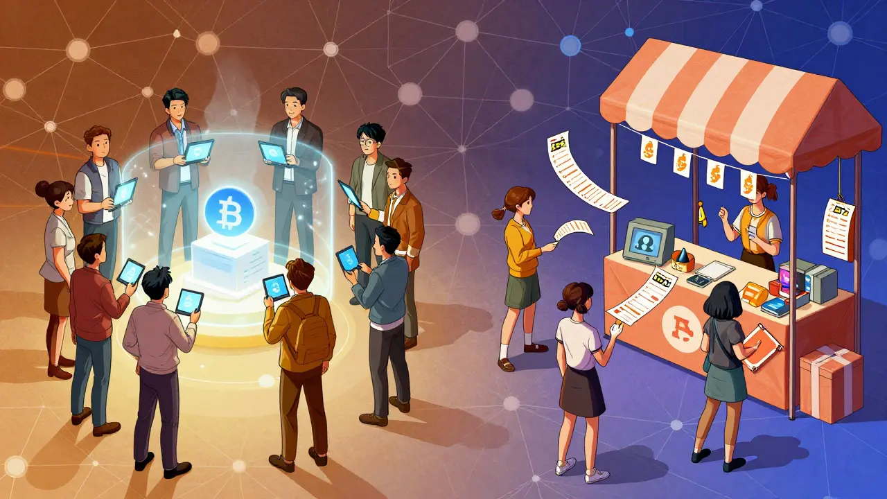 Community voting blockchain marketplace trading scene together