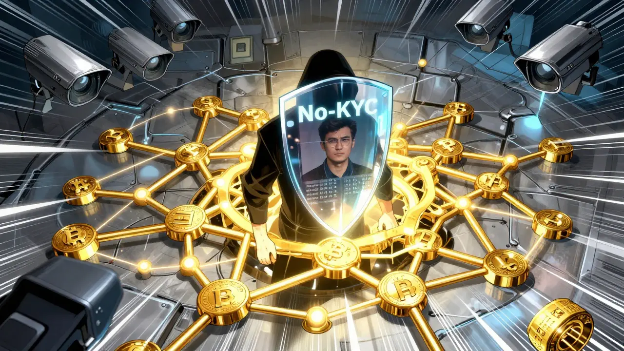 Manhua illustration of a digital trap exposing a hidden user through blockchain analytics.