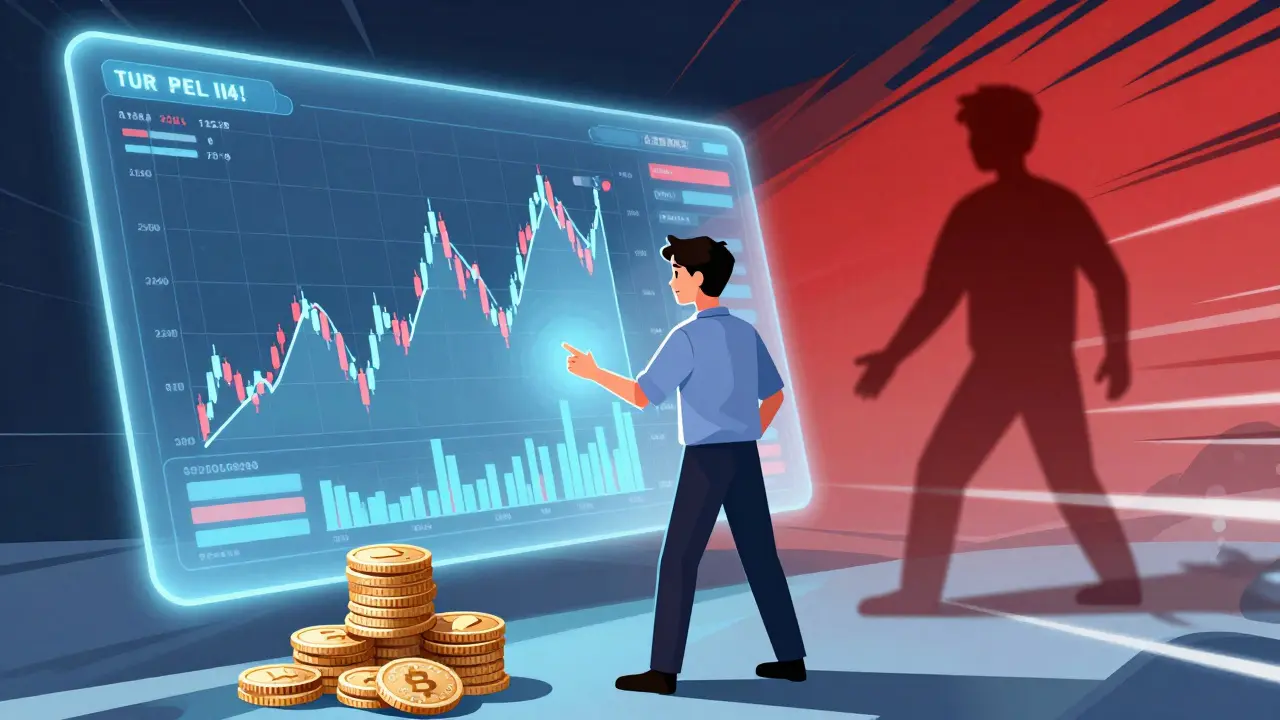 Comic art depicting trader managing impermanent loss risks