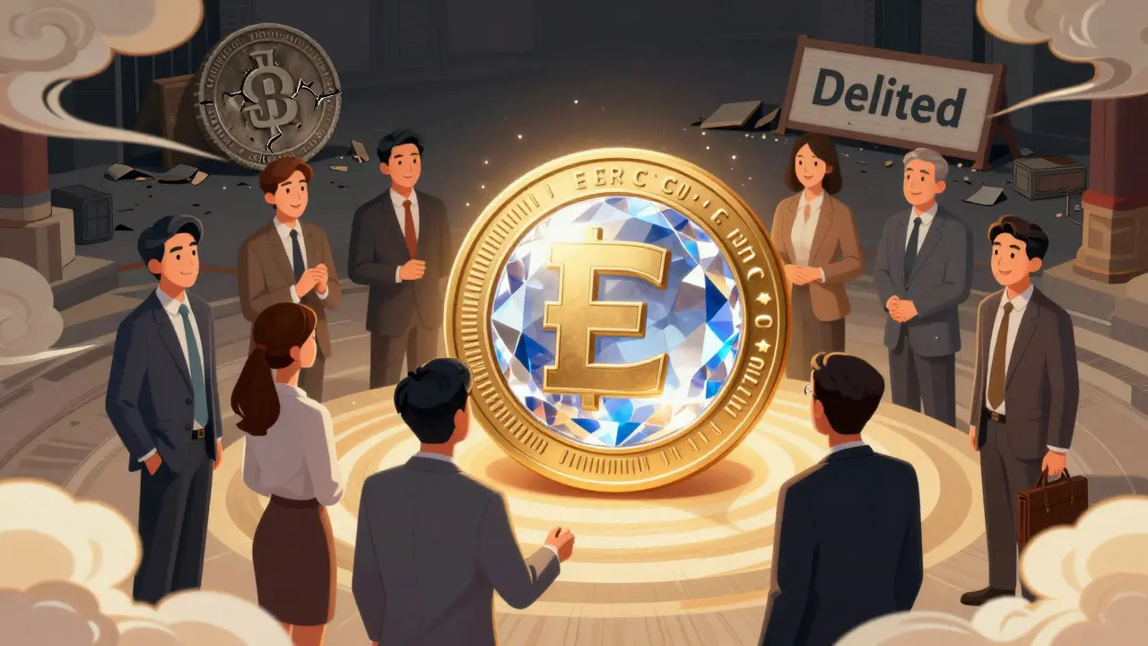 Illustration of investors switching from USDT to compliant EURC stablecoins