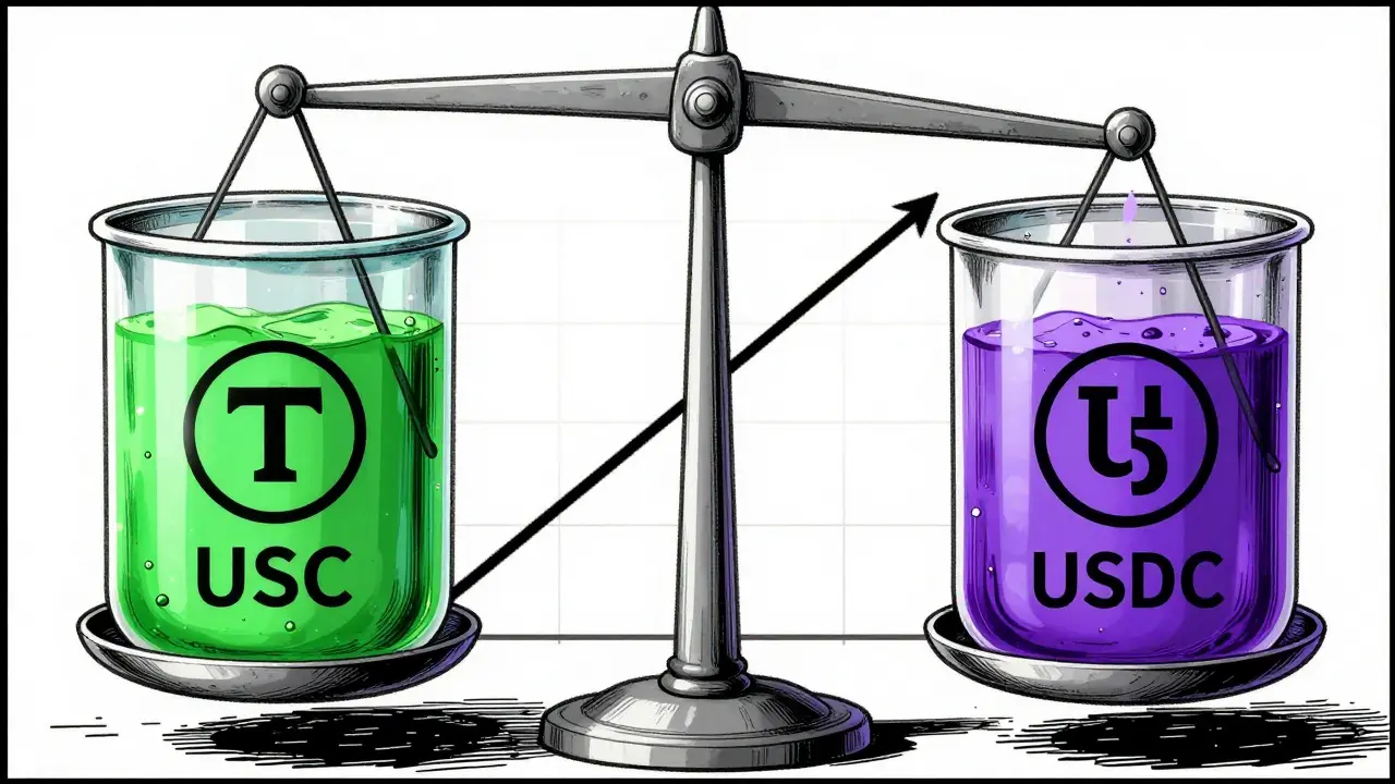 Illustration showing liquidity pool balance and slippage curve