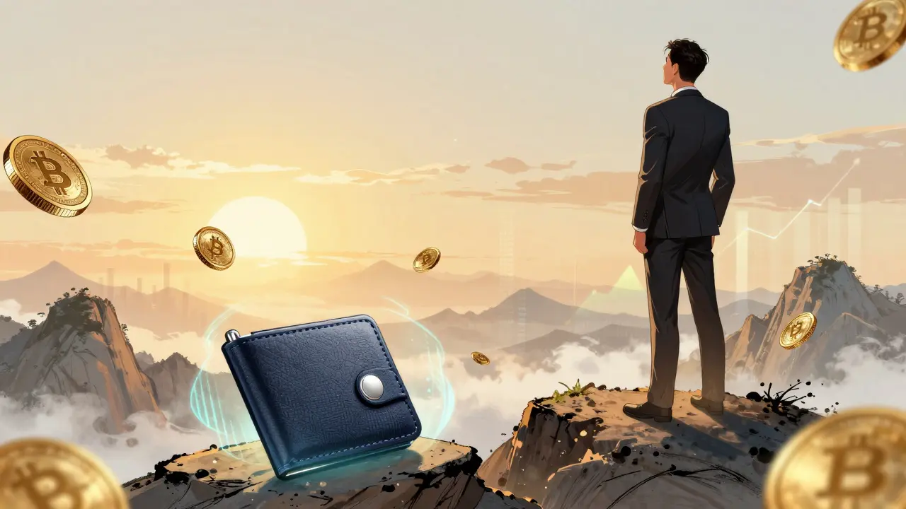 Manhua style: Business owner enjoying secure, profitable crypto payouts