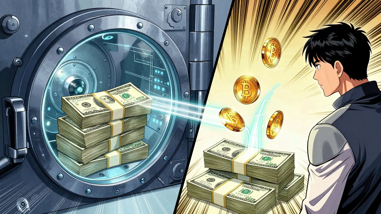 Digital vault storing cash reserves backing floating crypto tokens