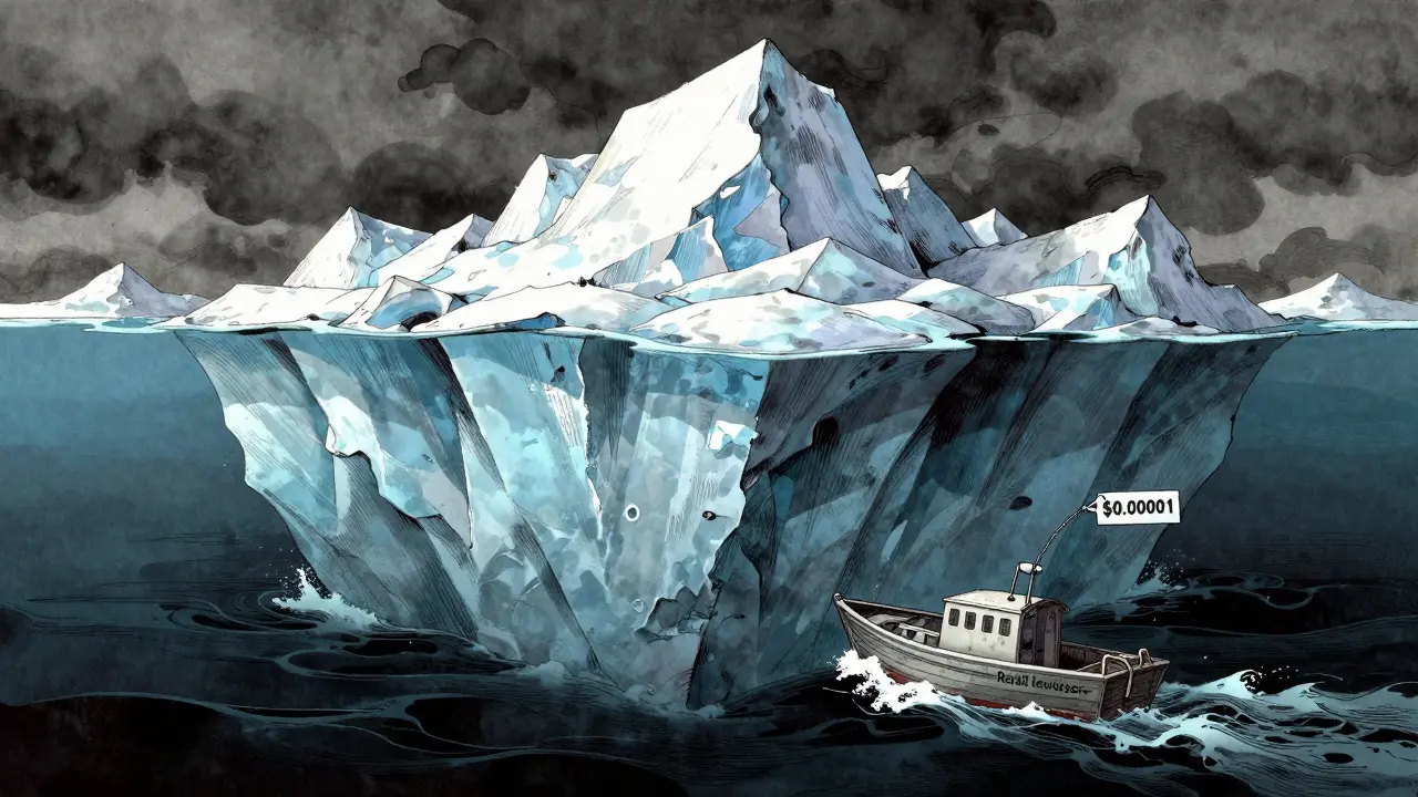 Manhua illustration of fragile iceberg representing crypto risk
