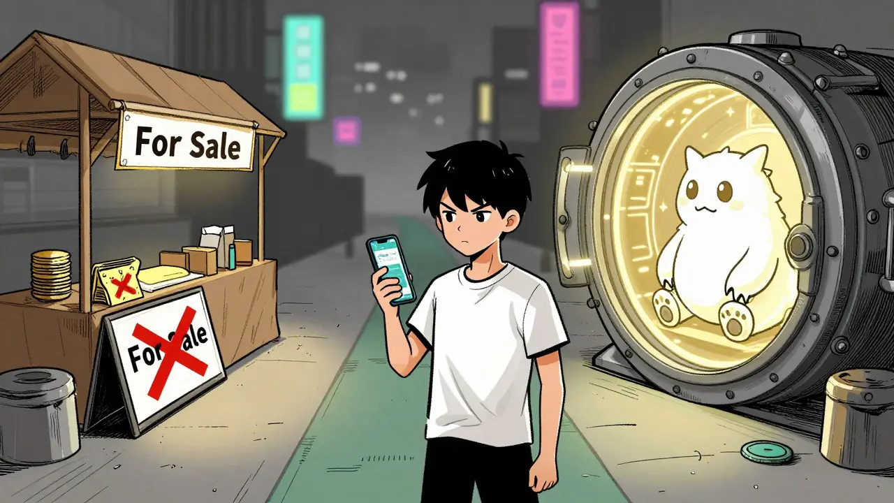 Gamer choosing between selling NFT or holding it securely