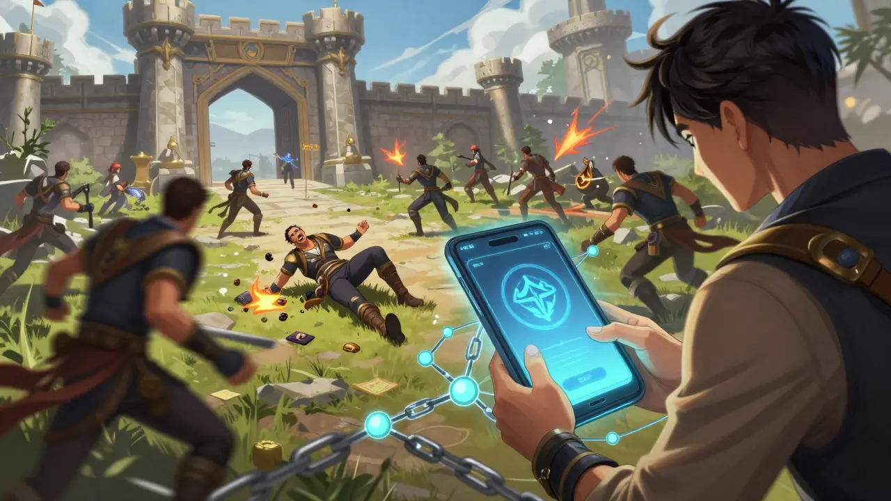 Guild battle and wallet connection in fantasy game setting