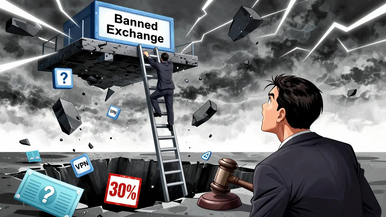 Manhua style: Trader risking frozen funds on banned exchange via VPN