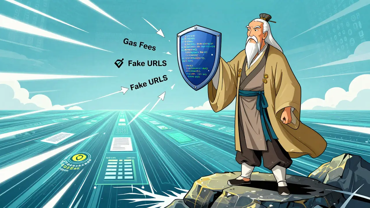 Wise figure protecting against crypto scams with verification shield
