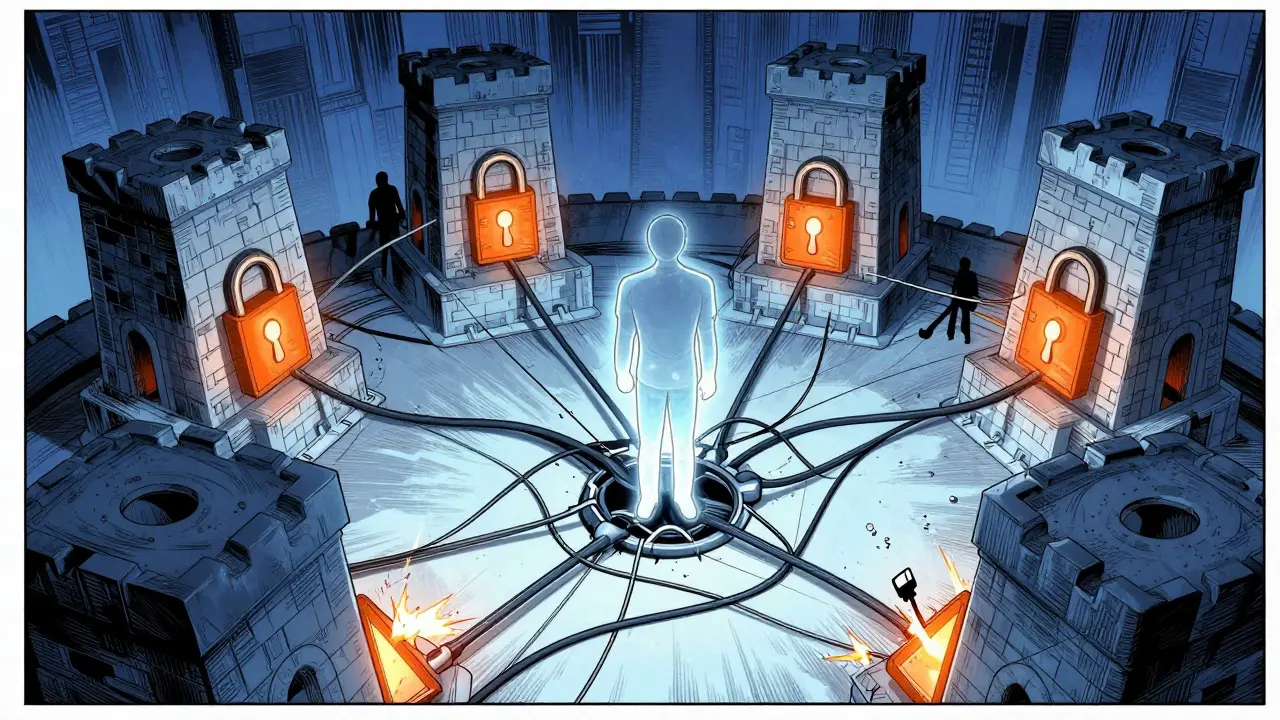 Illustration of risky nested exchange connections in manhua style