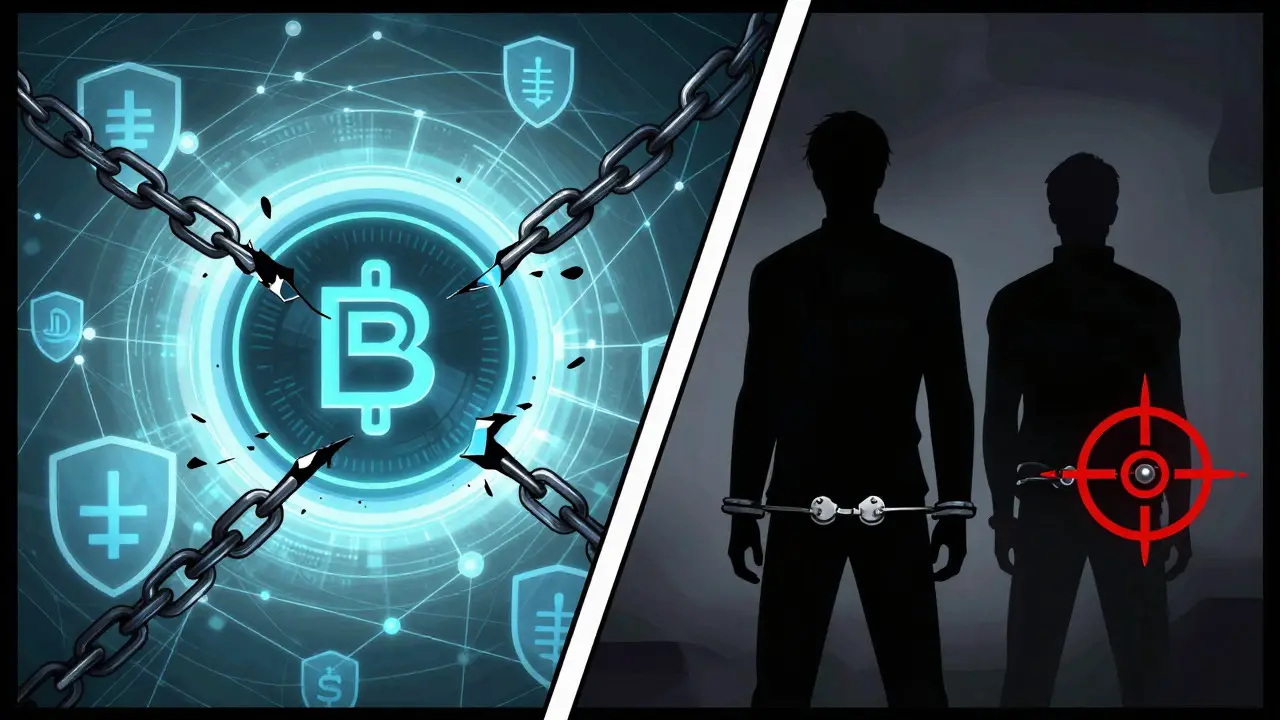 Manhua art showing broken chains and developers facing charges