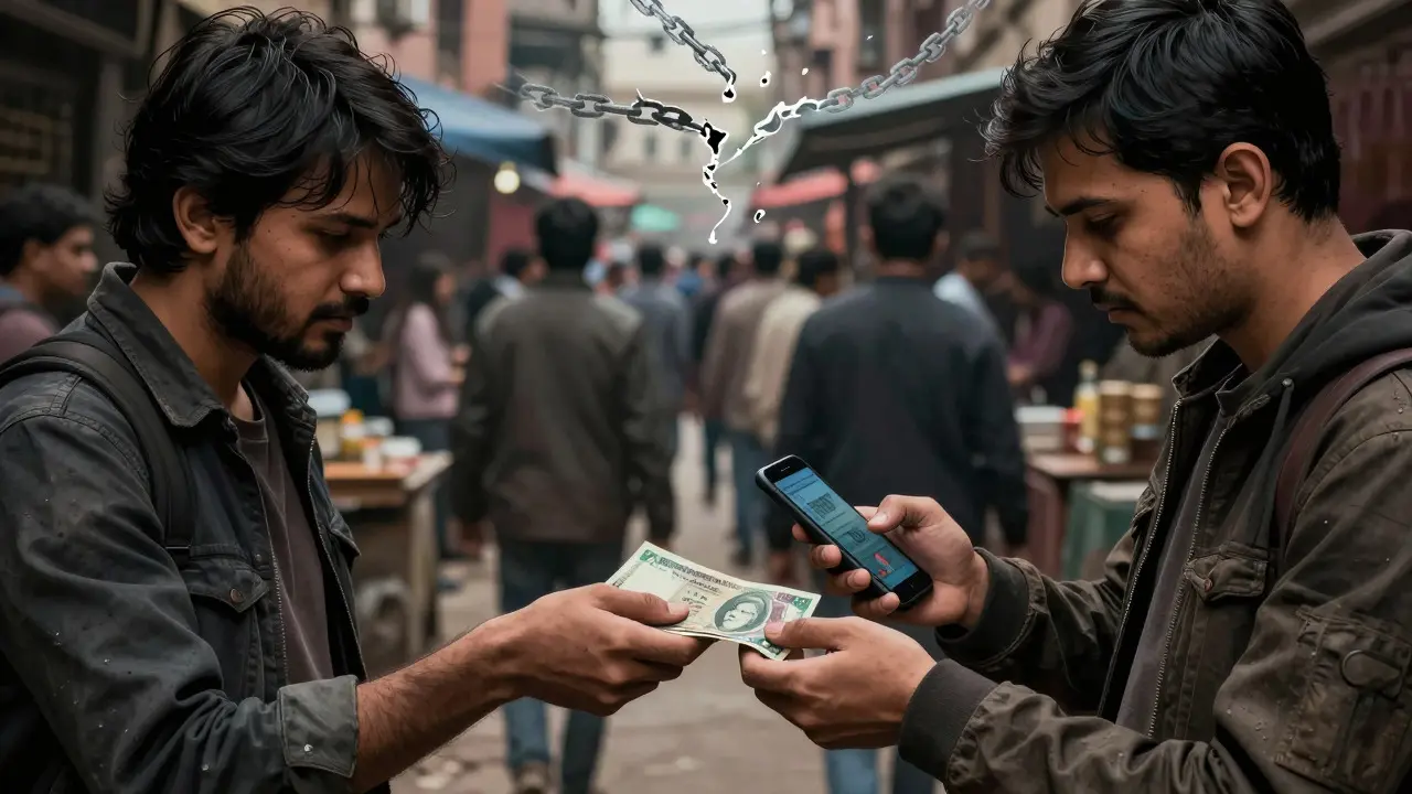 Secret cash-for-crypto exchange in a busy Kathmandu market