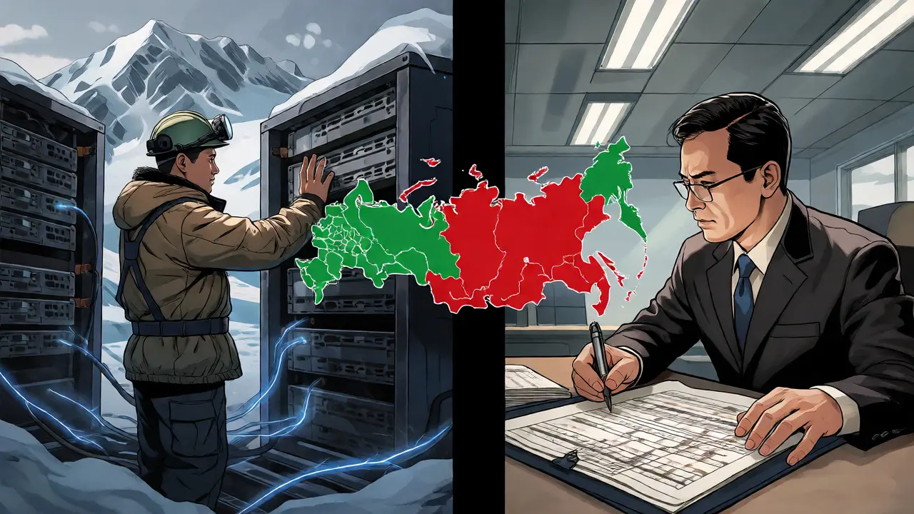 Siberian miners and Moscow accountants navigating regional crypto laws.