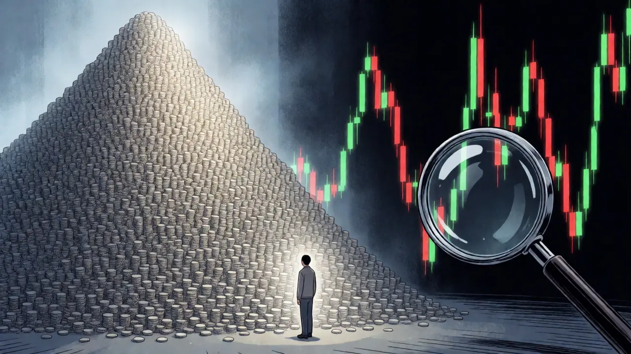 Visual metaphor of massive ANTEX token supply versus volatile market chart.