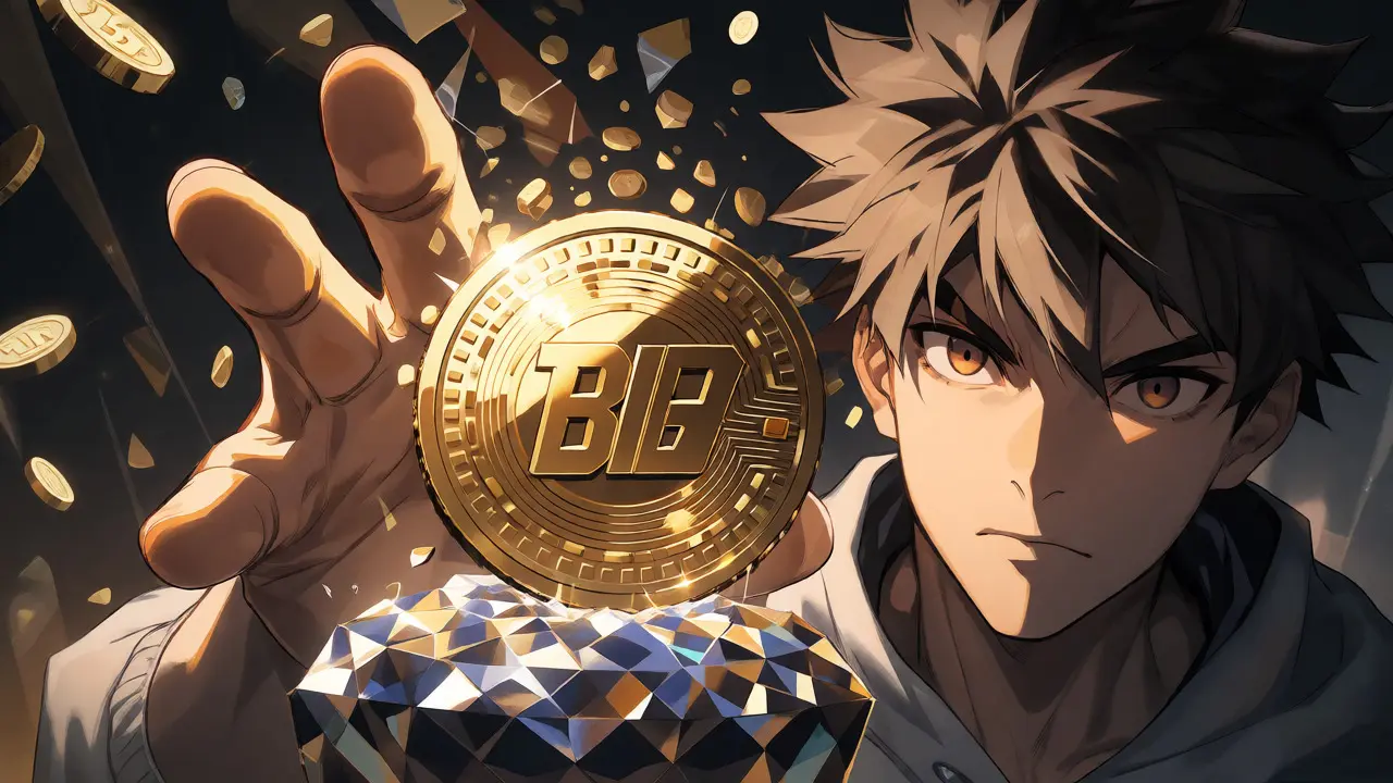 A rare golden BIFI token guarded by a protagonist in a dramatic comic scene