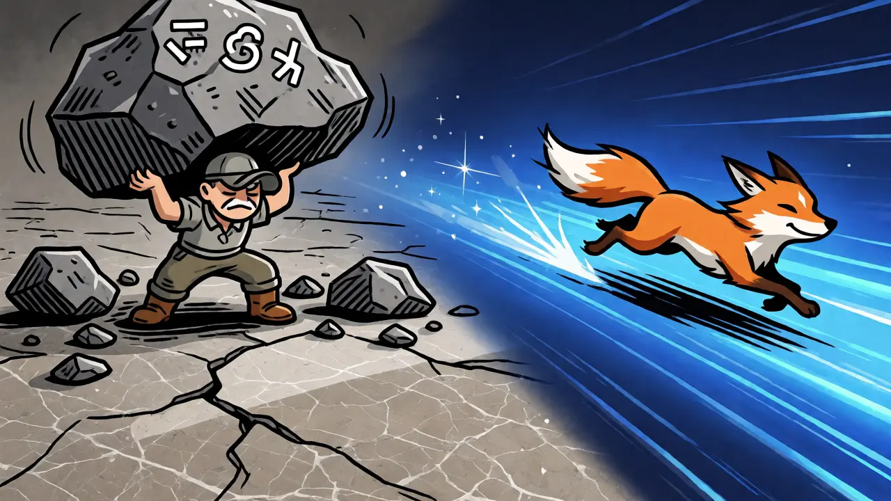 Contrast between heavy Ethereum mining and fast BSC transaction flow