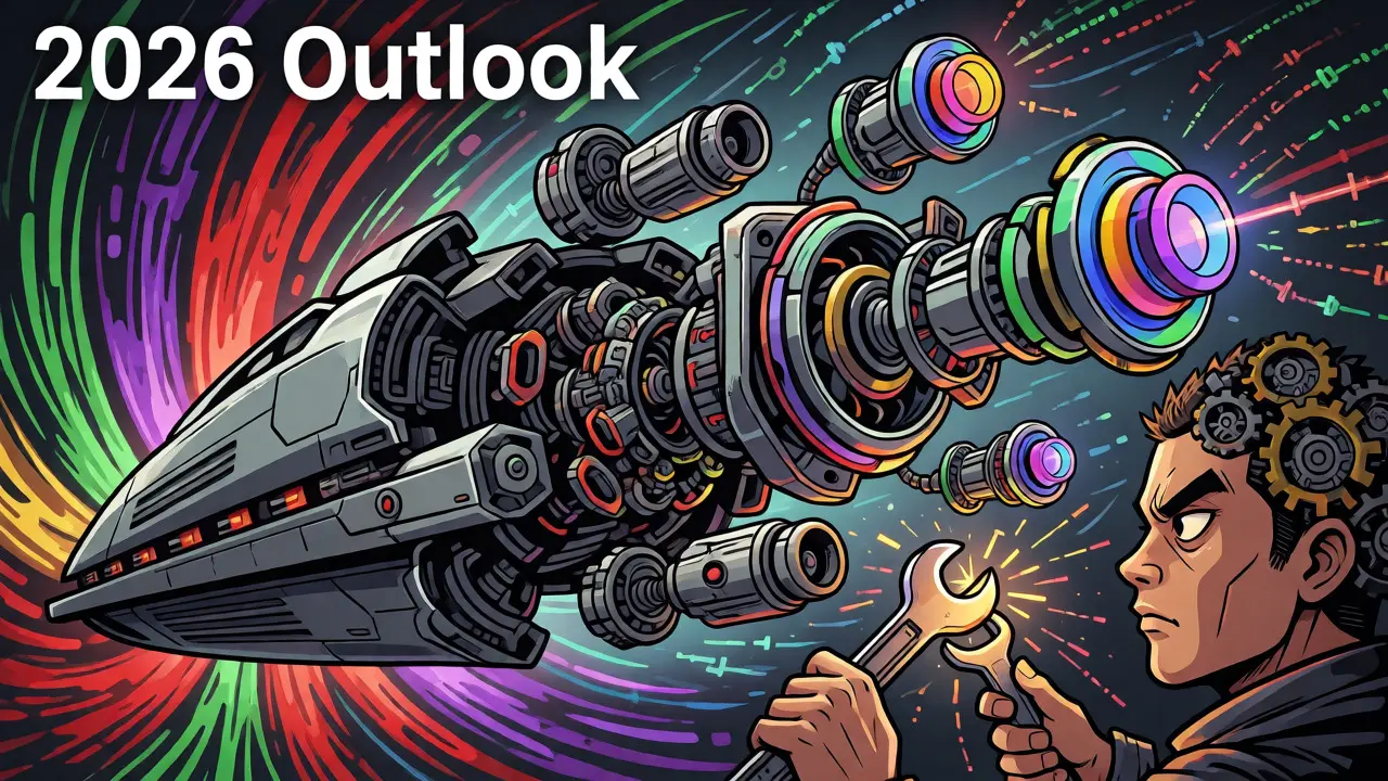 Futuristic platform transforming engines amidst colorful blockchain energy streams, depicting multi-chain migration.
