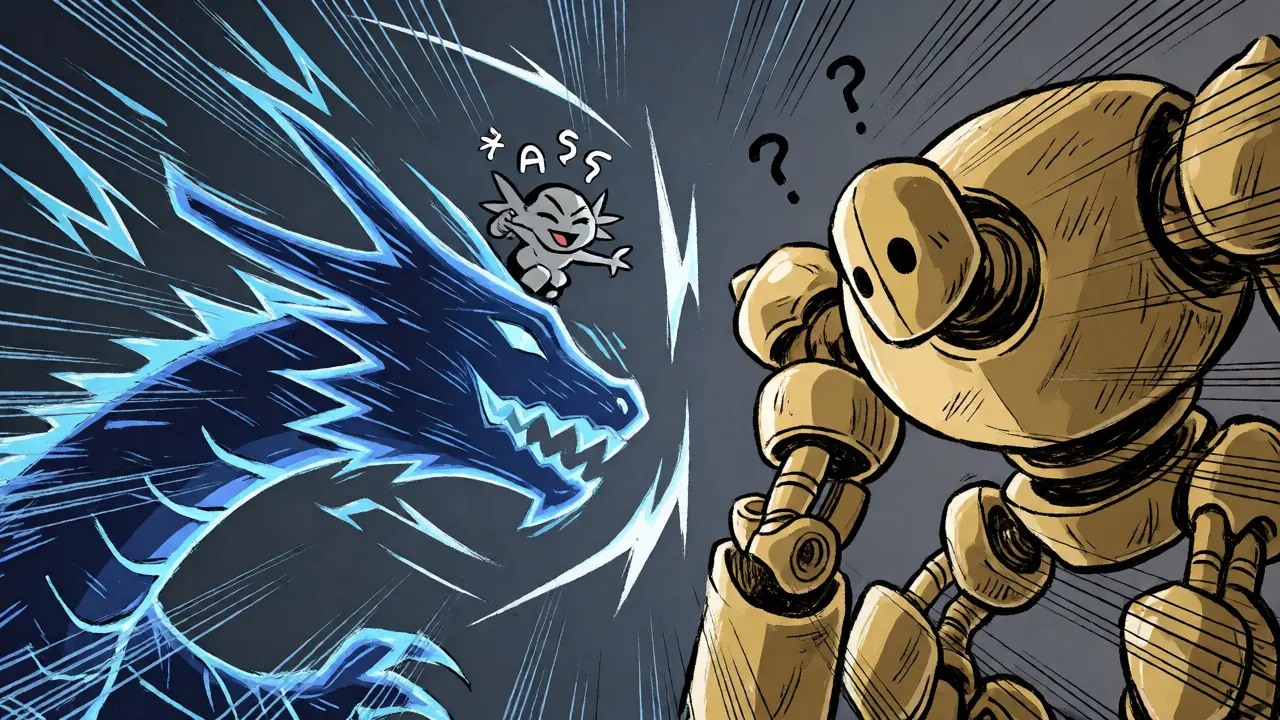 Solana dragon vs Ethereum golem with meme token