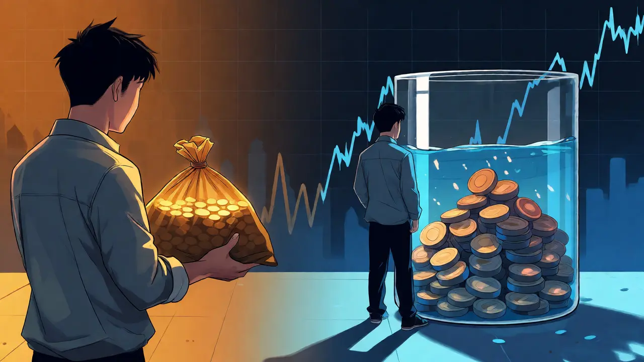 Visual comparison of holding vs providing liquidity risks